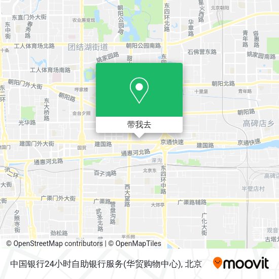 中国银行24小时自助银行服务(华贸购物中心)地图