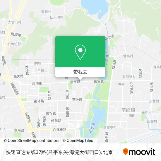 快速直达专线37路(昌平东关-海淀大街西口)地图