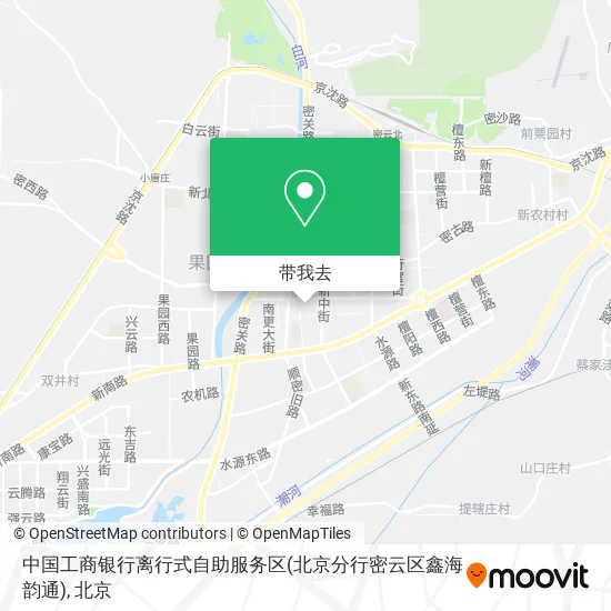 中国工商银行离行式自助服务区(北京分行密云区鑫海韵通)地图