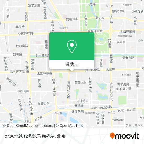 北京地铁12号线马甸桥站地图