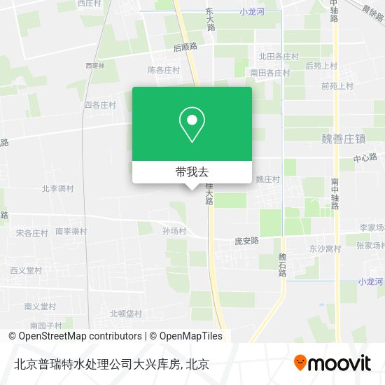 北京普瑞特水处理公司大兴库房地图
