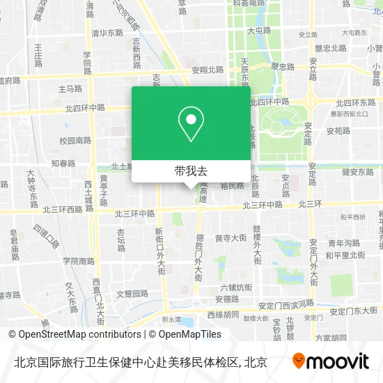 北京国际旅行卫生保健中心赴美移民体检区地图