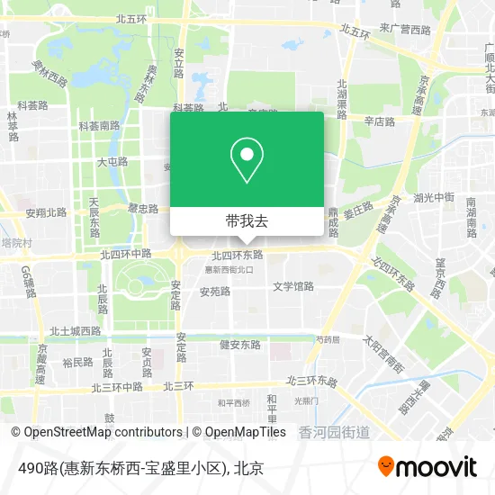 490路(惠新东桥西-宝盛里小区)地图