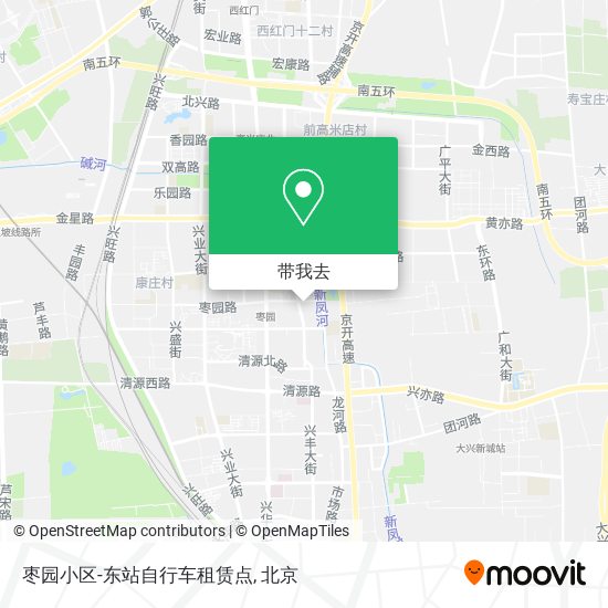 枣园小区-东站自行车租赁点地图