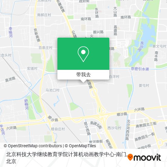 北京科技大学继续教育学院计算机动画教学中心-南门地图