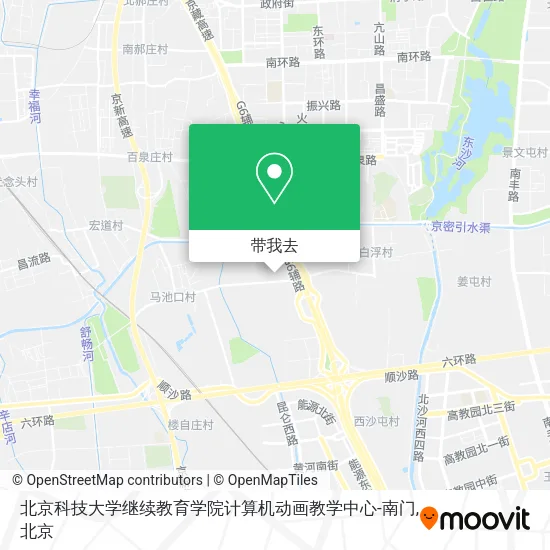 北京科技大学继续教育学院计算机动画教学中心-南门地图