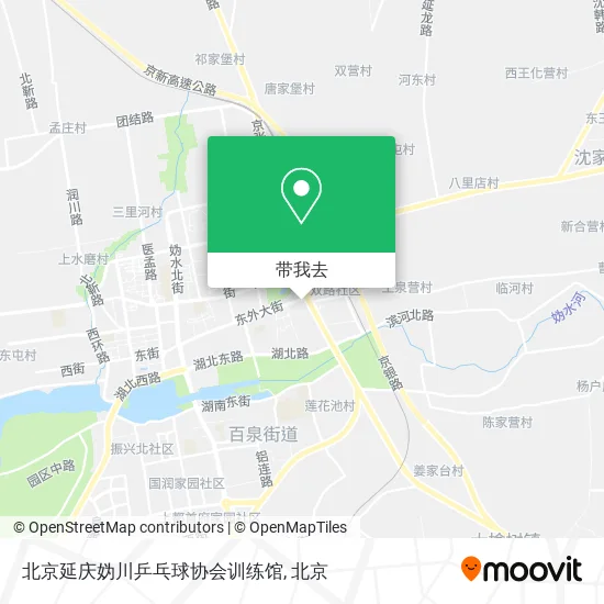 北京延庆妫川乒乓球协会训练馆地图