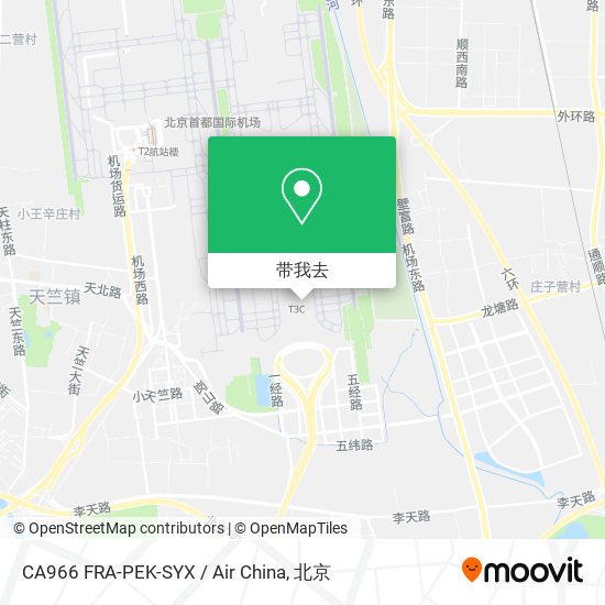 CA966 FRA-PEK-SYX / Air China地图