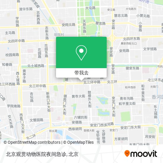 北京观赏动物医院夜间急诊地图