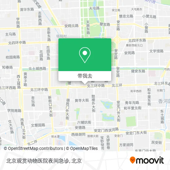 北京观赏动物医院夜间急诊地图