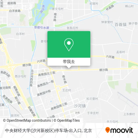 中央财经大学(沙河新校区)停车场-出入口地图