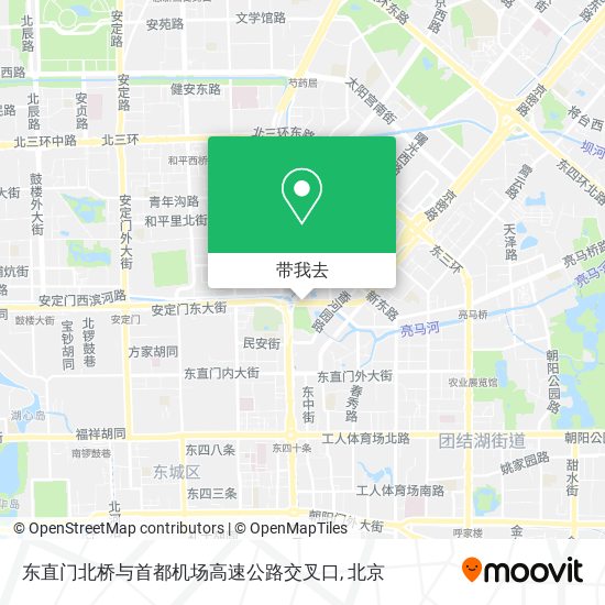 东直门北桥与首都机场高速公路交叉口地图