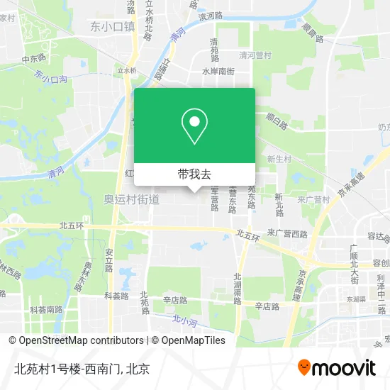 北苑村1号楼-西南门地图