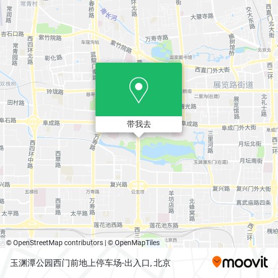 玉渊潭公园西门前地上停车场-出入口地图