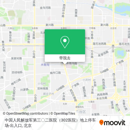 中国人民解放军第三〇二医院（302医院）地上停车场-出入口地图