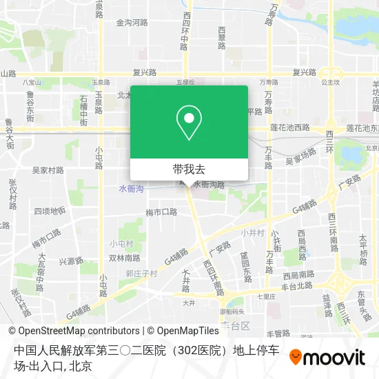 中国人民解放军第三〇二医院（302医院）地上停车场-出入口地图
