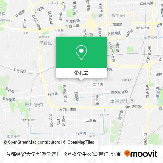 首都经贸大学华侨学院1、2号楼学生公寓-南门地图