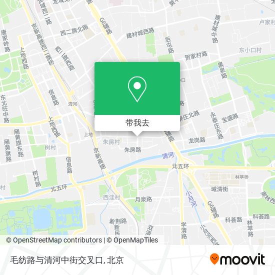 毛纺路与清河中街交叉口地图