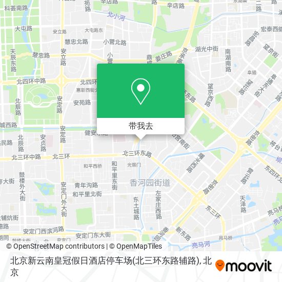 北京新云南皇冠假日酒店停车场(北三环东路辅路)地图