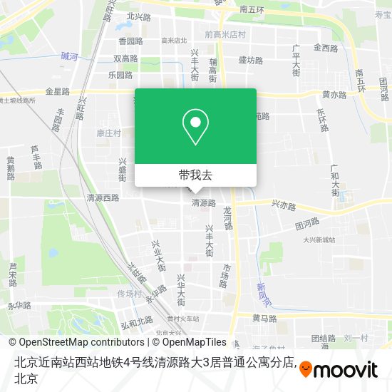 北京近南站西站地铁4号线清源路大3居普通公寓分店地图