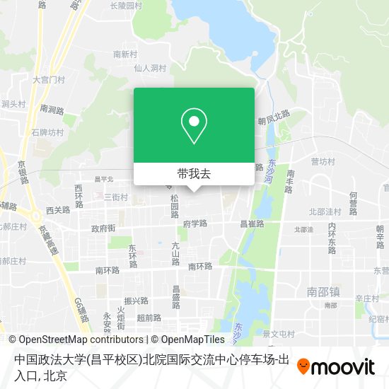 中国政法大学(昌平校区)北院国际交流中心停车场-出入口地图