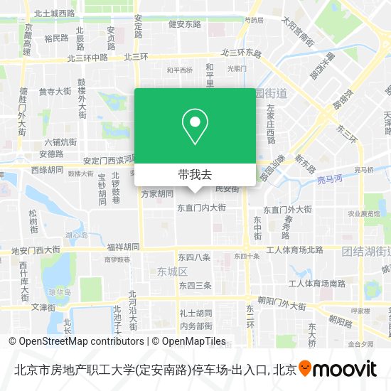 北京市房地产职工大学(定安南路)停车场-出入口地图