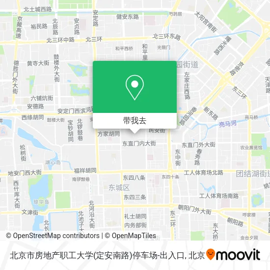 北京市房地产职工大学(定安南路)停车场-出入口地图