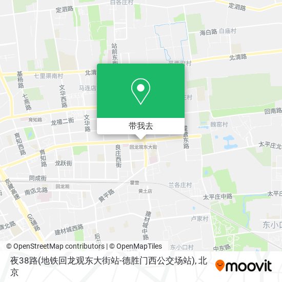 夜38路(地铁回龙观东大街站-德胜门西公交场站)地图