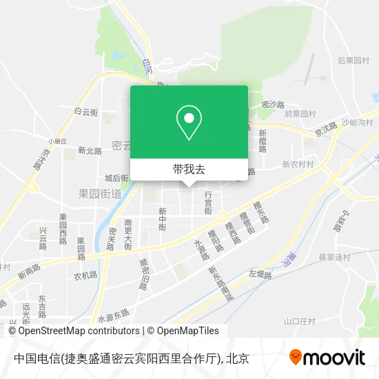 中国电信(捷奥盛通密云宾阳西里合作厅)地图