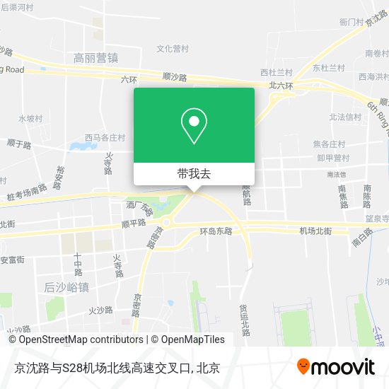 京沈路与S28机场北线高速交叉口地图