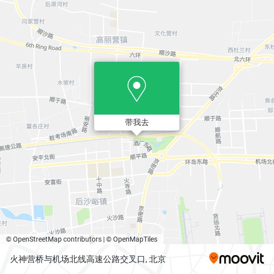 火神营桥与机场北线高速公路交叉口地图