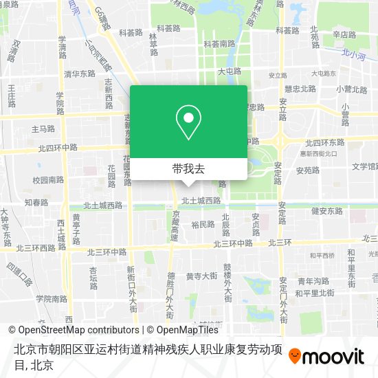 北京市朝阳区亚运村街道精神残疾人职业康复劳动项目地图