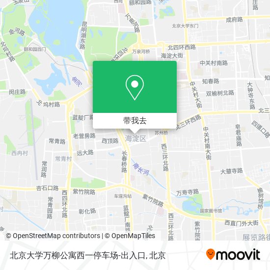 北京大学万柳公寓西一停车场-出入口地图