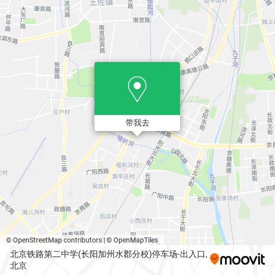 北京铁路第二中学(长阳加州水郡分校)停车场-出入口地图