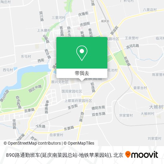 890路通勤班车(延庆南菜园总站-地铁苹果园站)地图