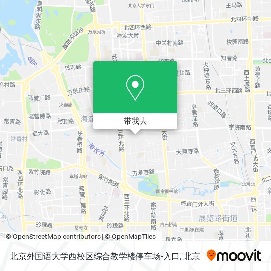 北京外国语大学西校区综合教学楼停车场-入口地图