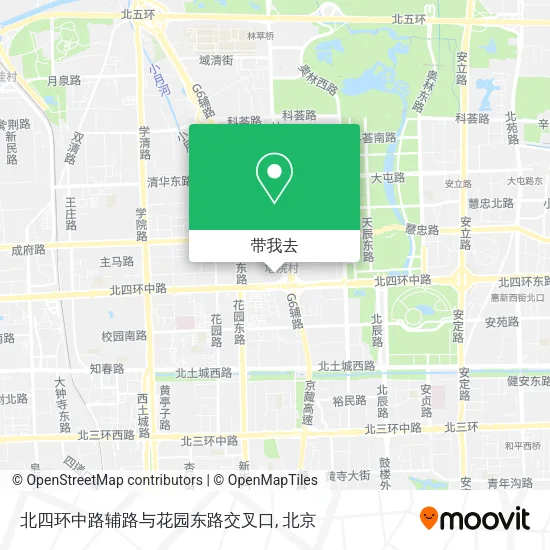 北四环中路辅路与花园东路交叉口地图