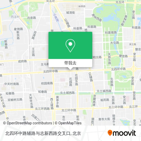 北四环中路辅路与志新西路交叉口地图