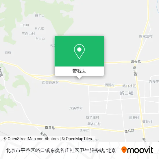 北京市平谷区峪口镇东樊各庄社区卫生服务站地图