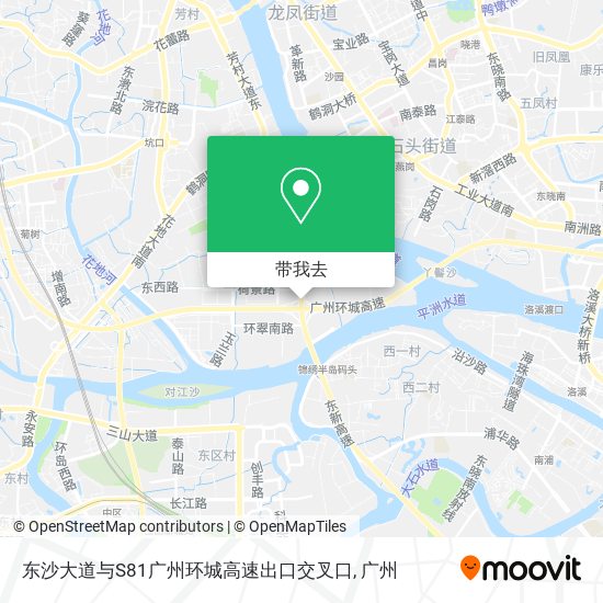 东沙大道与S81广州环城高速出口交叉口地图