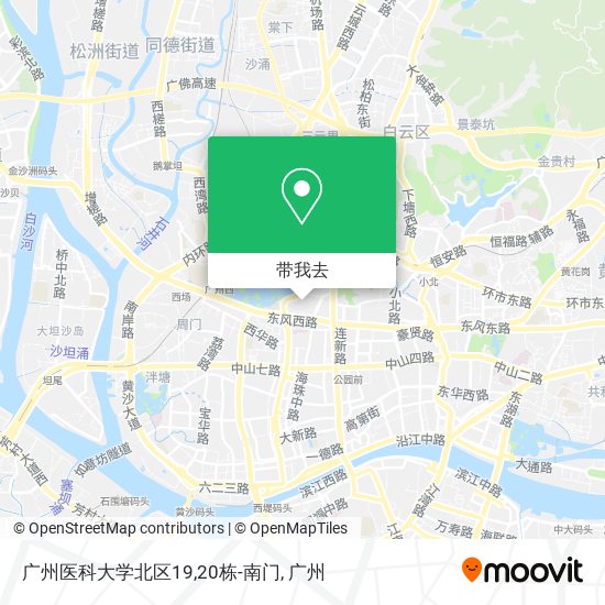广州医科大学北区19,20栋-南门地图