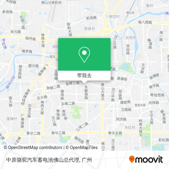 中原骆驼汽车蓄电池佛山总代理地图