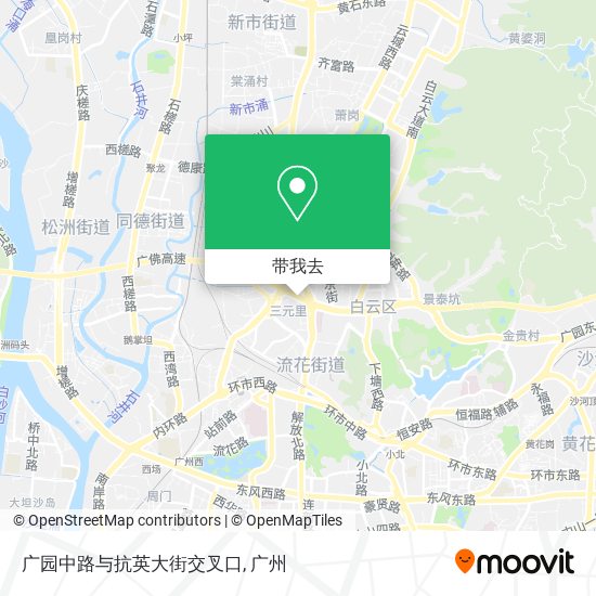 广园中路与抗英大街交叉口地图