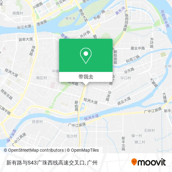 新有路与S43广珠西线高速交叉口地图