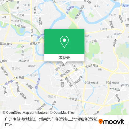 广州南站-增城线(广州南汽车客运站-二汽增城客运站)地图