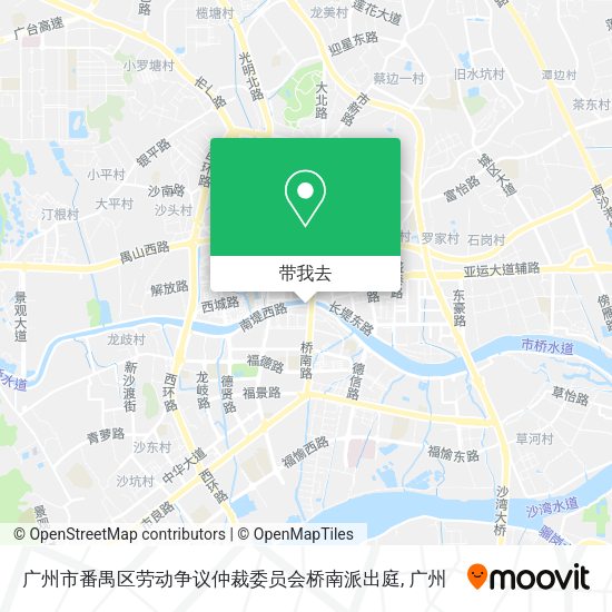 广州市番禺区劳动争议仲裁委员会桥南派出庭地图