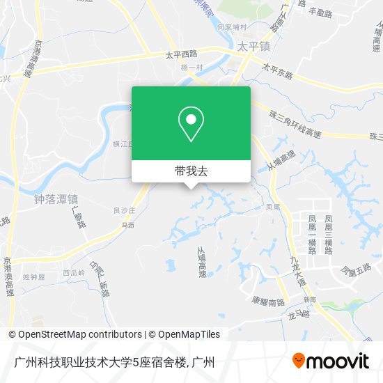 广州科技职业技术大学5座宿舍楼地图