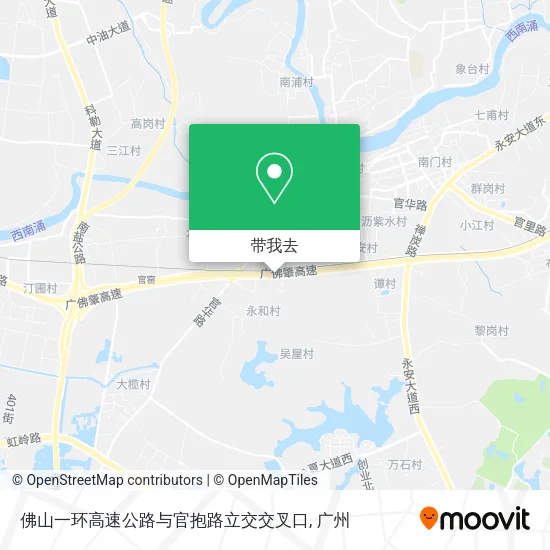 佛山一环高速公路与官抱路立交交叉口地图