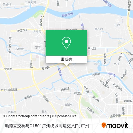 顺德立交桥与G1501广州绕城高速交叉口地图