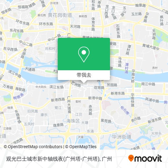 观光巴士城市新中轴线夜(广州塔-广州塔)地图
